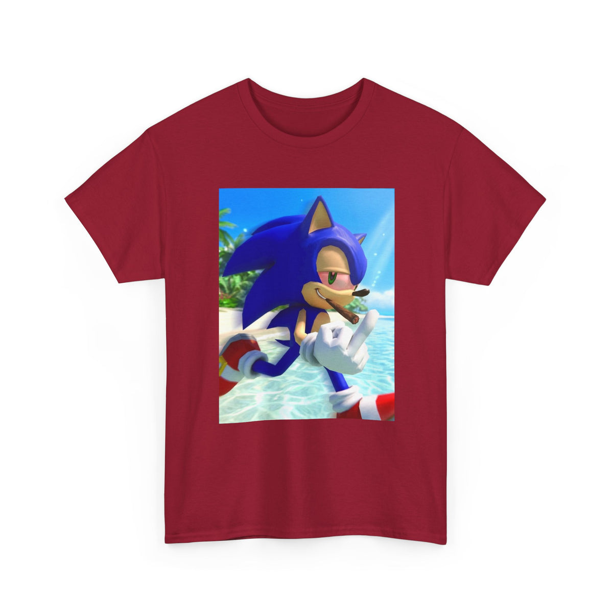 Sonic Smoking Blunt At Beach Tee
