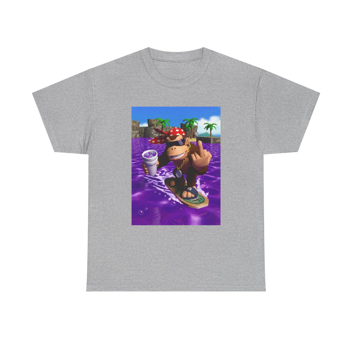Diddy Kong Surfing Purple Lean Flipping Off Tee