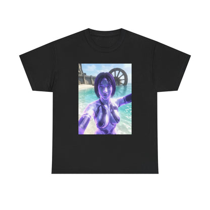 Holographic AI Taking Beach Selfie Tee