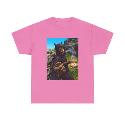 Khajiit Monk Smoking By Campfire Tee