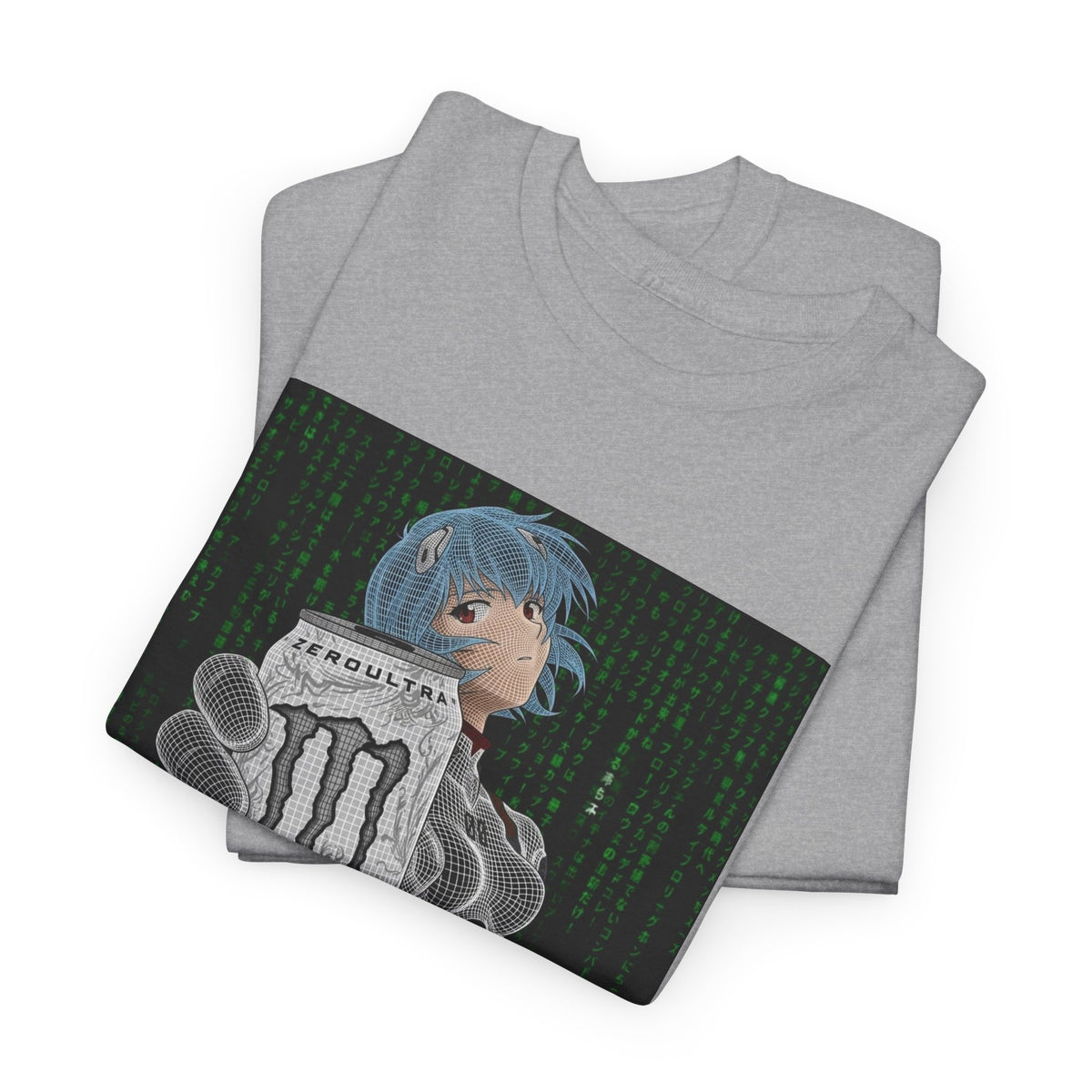 Rei Ayanami Holding Monster Energy Wireframe Tee