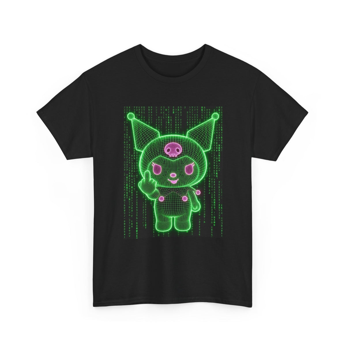 Wireframe Cyber Skull Bunny Flipping Off