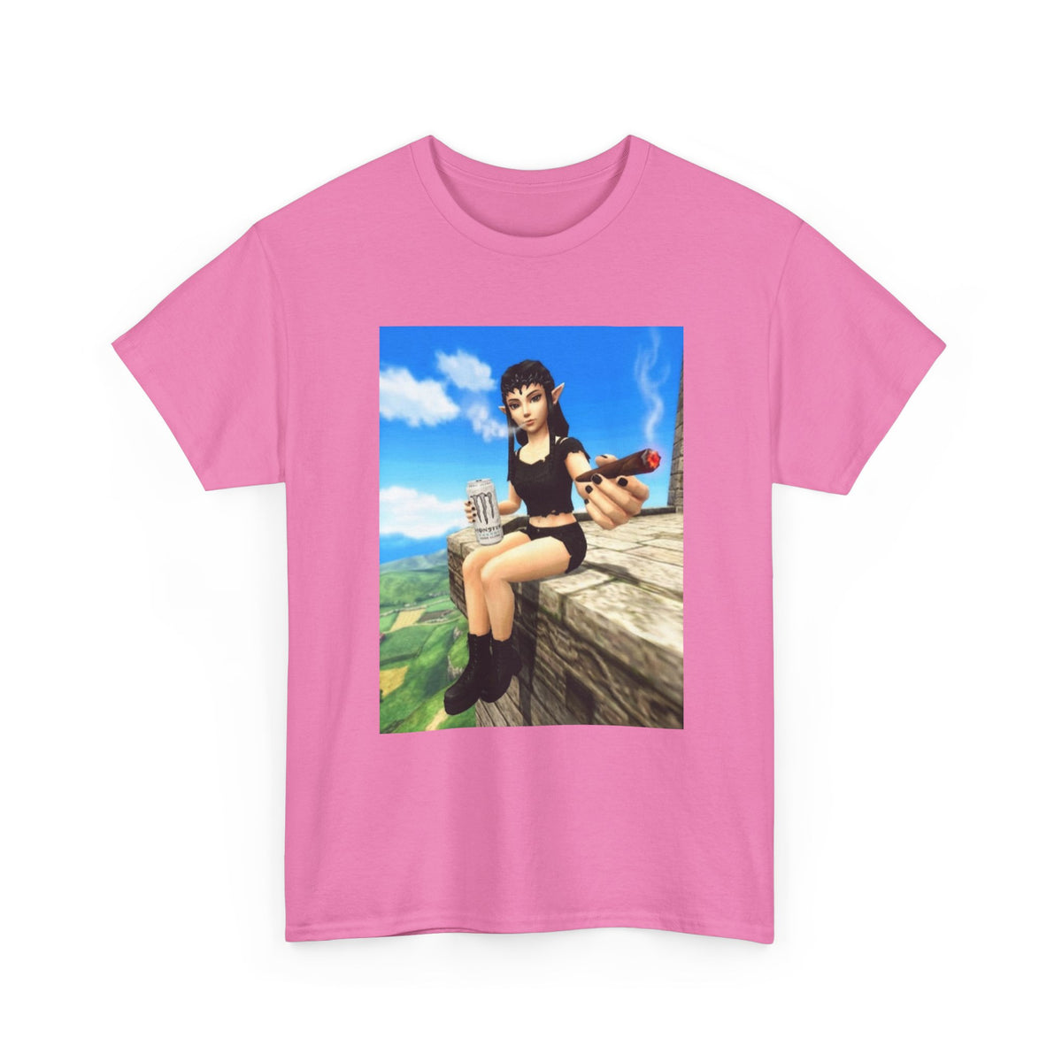 Elf Girl Smoking Cigar On Mountain Tee