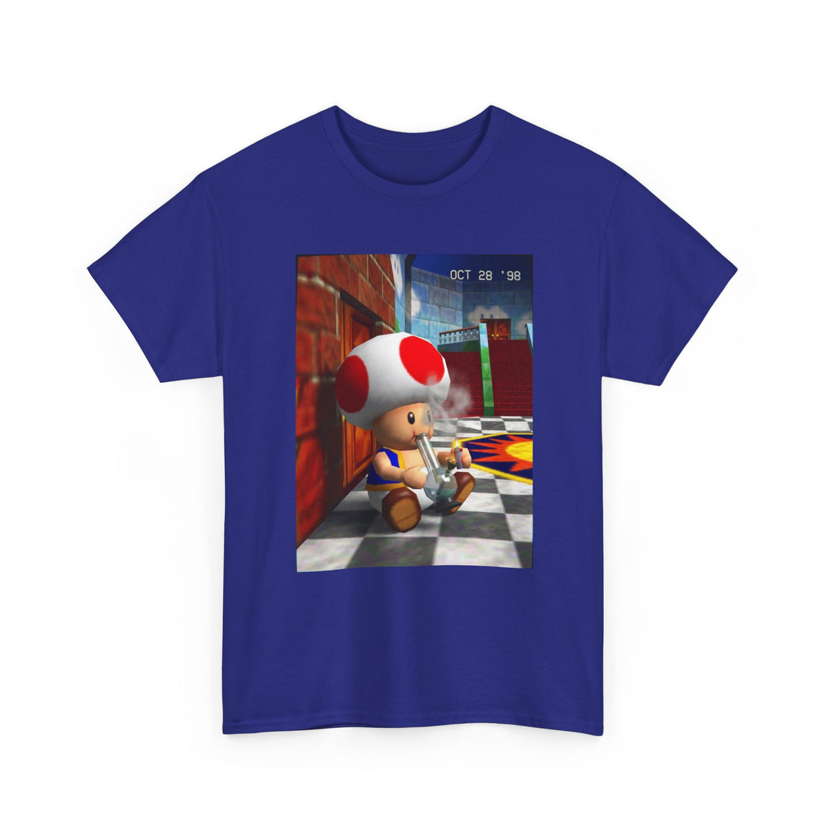 Toad Hitting Bong In Retro World Tee