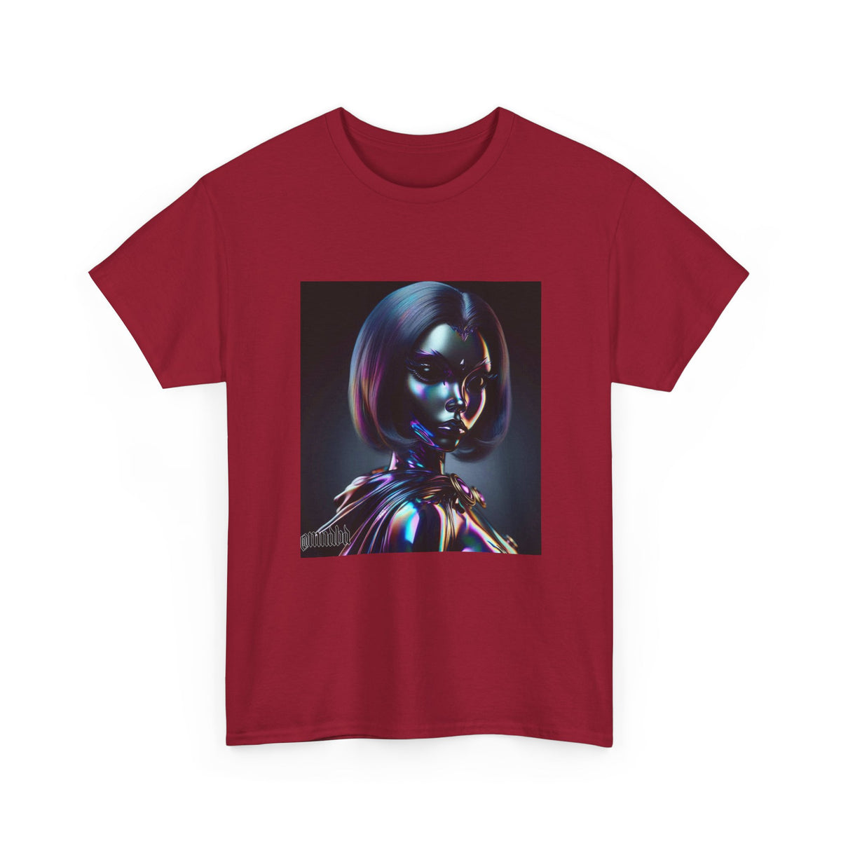 Holographic Cyberpunk Raven Stares Intensively