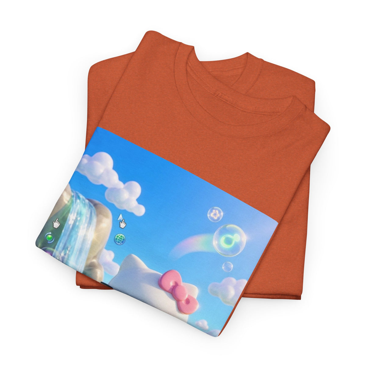 Kitty Flips The Bird In Dreamy Landscape Tee