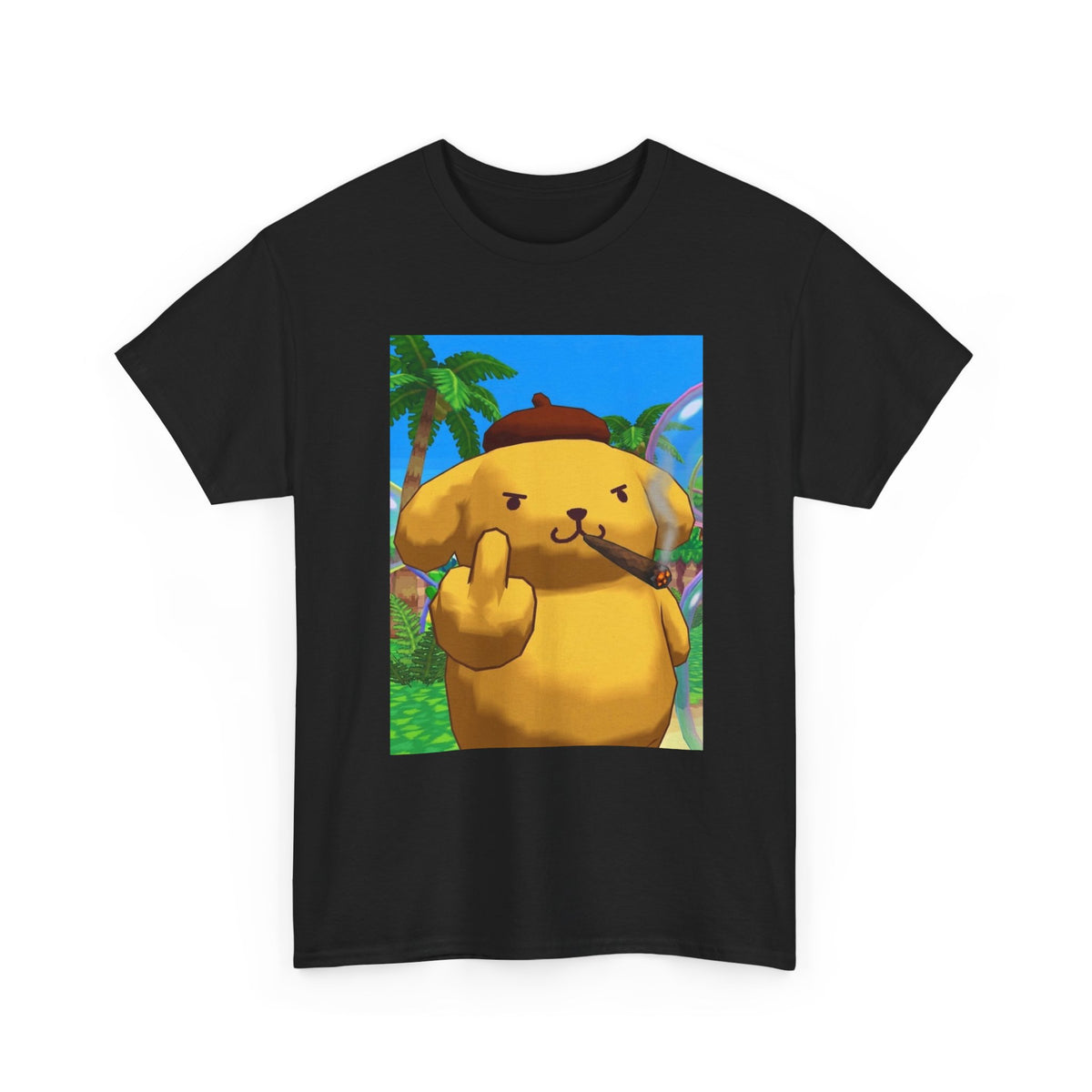 Pompompurin Smoking Blunt Flipping Bird Tee