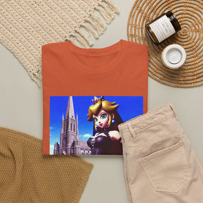 Gothic Princess Peach Posing Before Cathedral