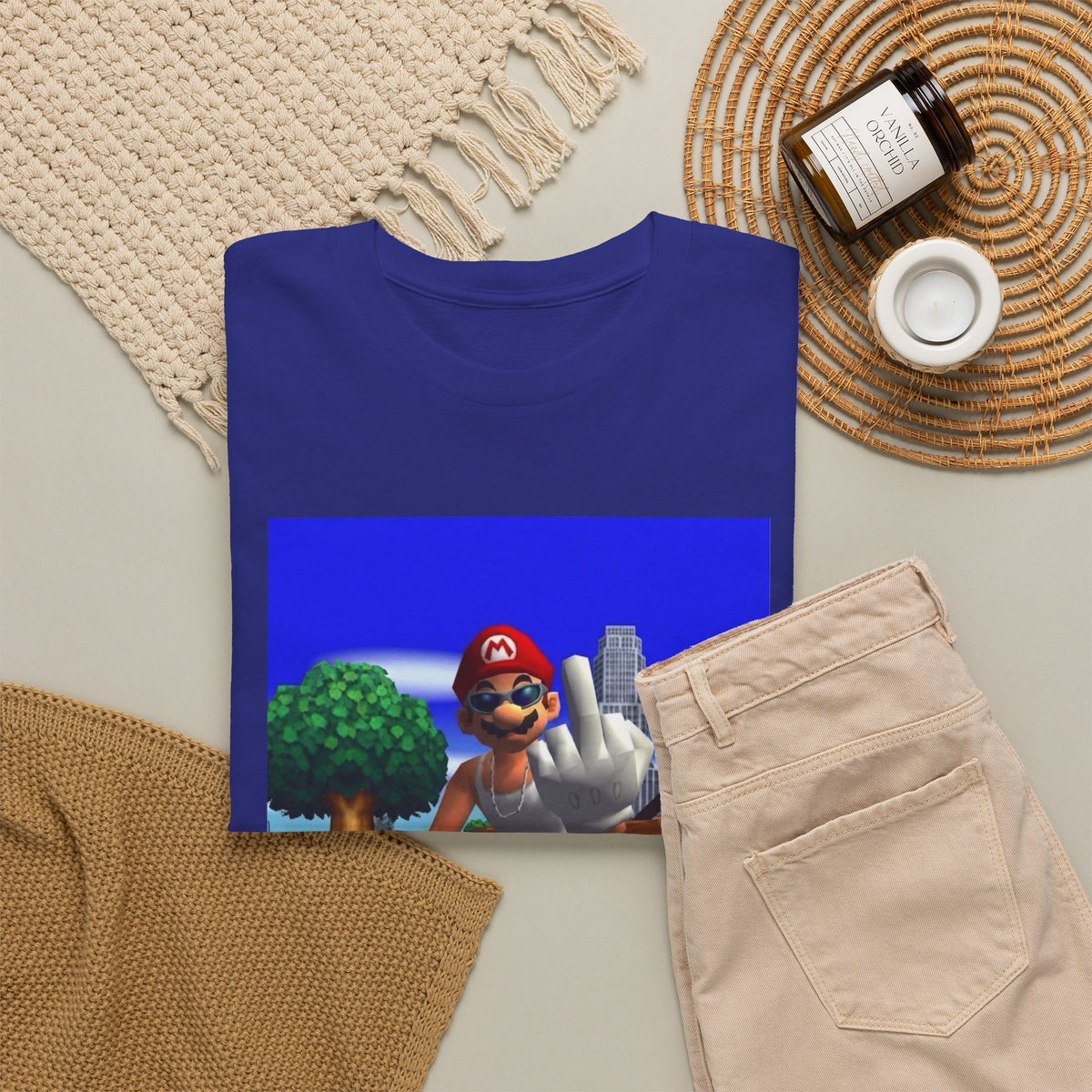 Thug Mario Flipping The Bird Tee