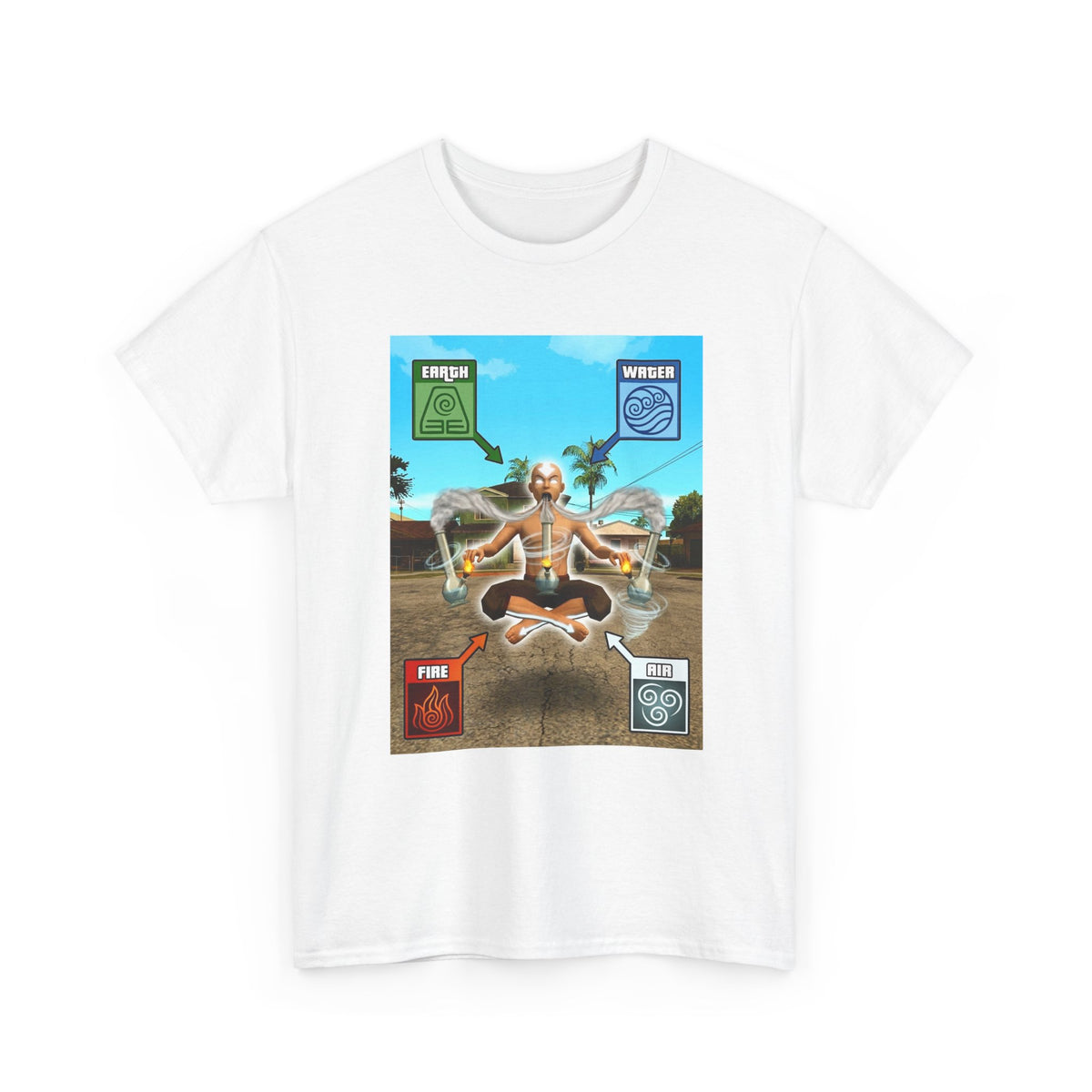 Meditating Avatar Bending All Elements Tee