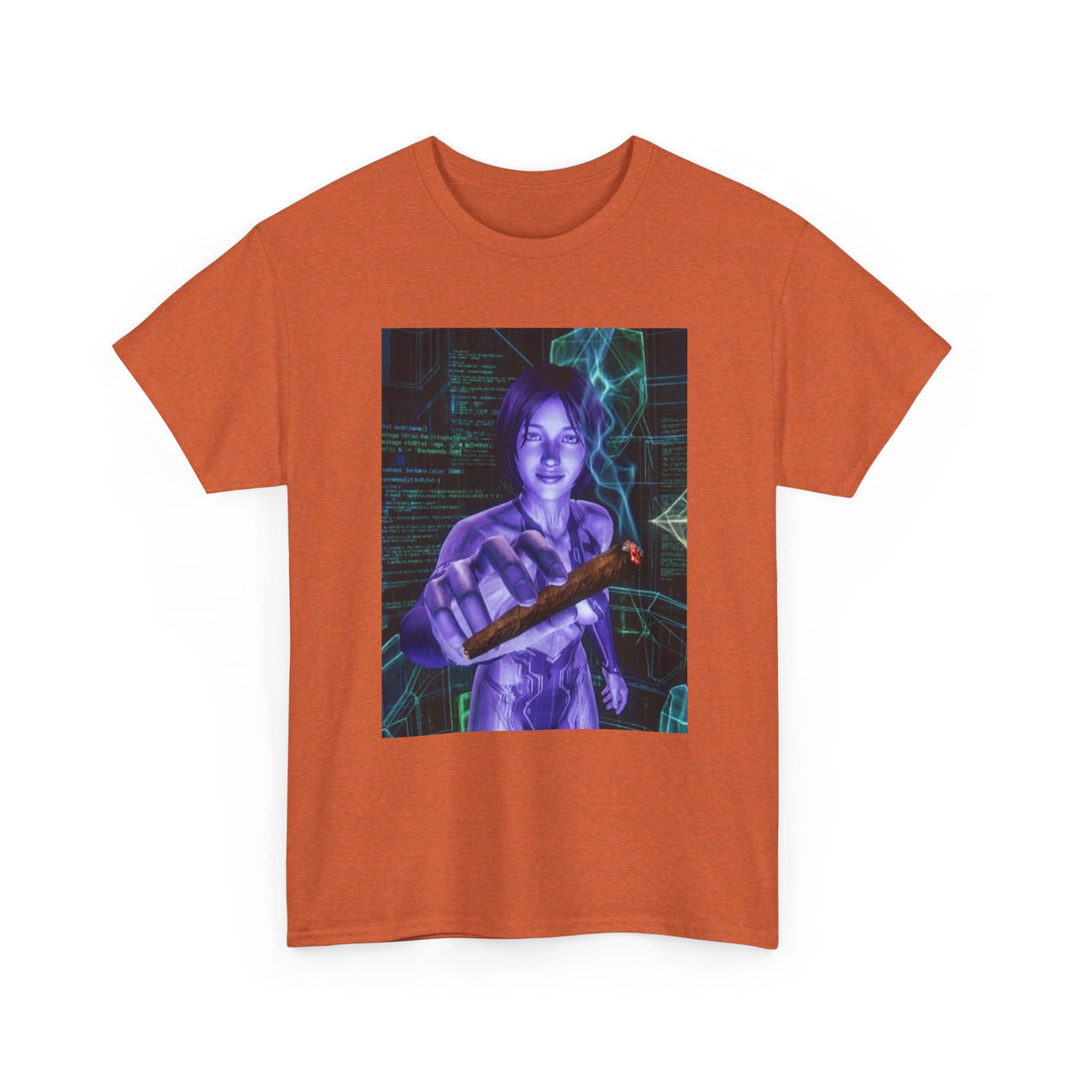AI Cyber Girl Offering Blunt Tee