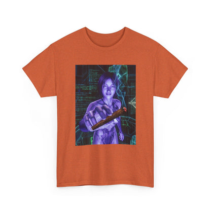 AI Cyber Girl Offering Blunt Tee