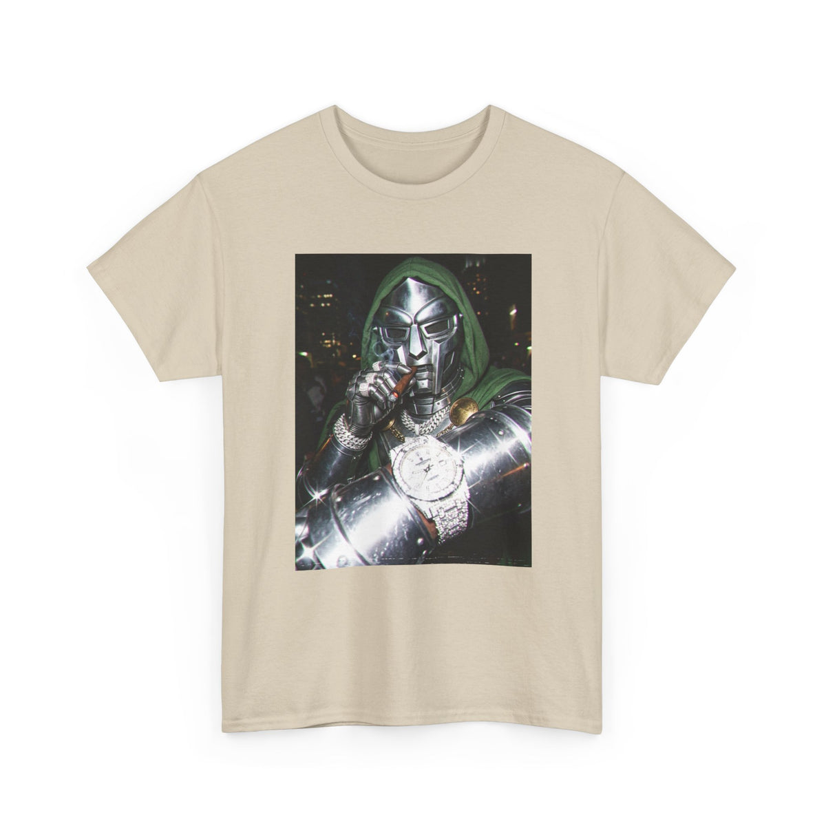 Armored Villain Smoking Cigar Night Scene