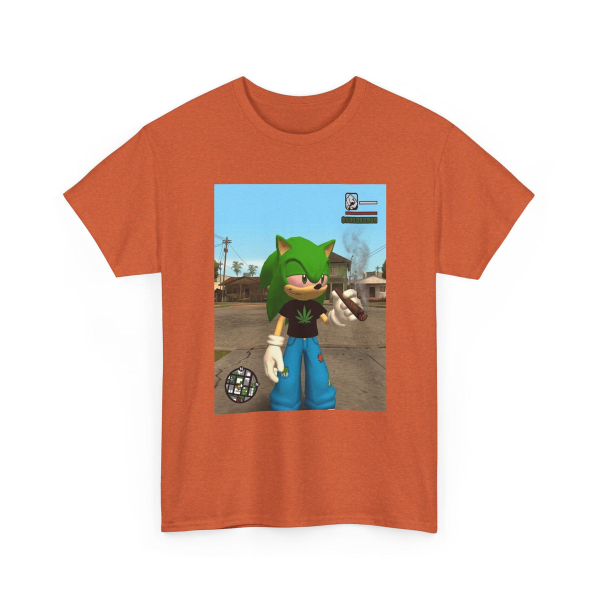 Green Hedgehog Smoking Blunt In San Andreas Tee