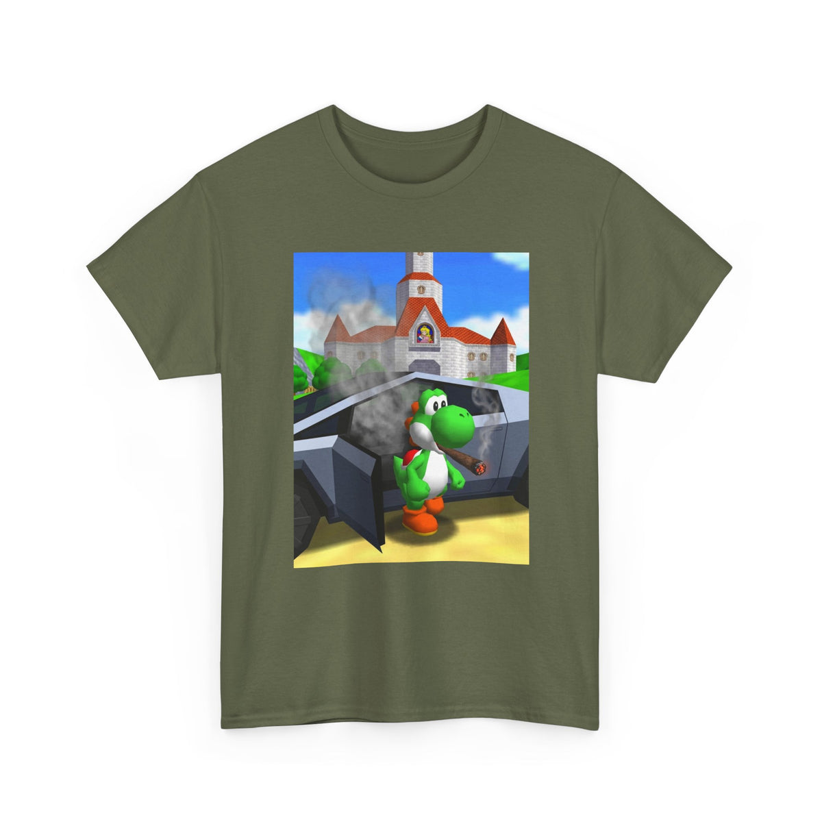 Yoshi Puffing Blunt At Peach's Castle