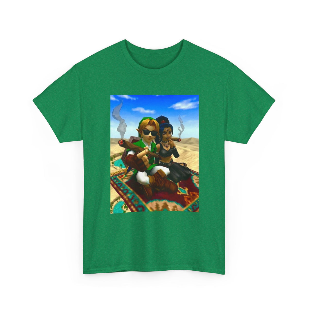 Link And Nabooru Flying On Magic Carpet