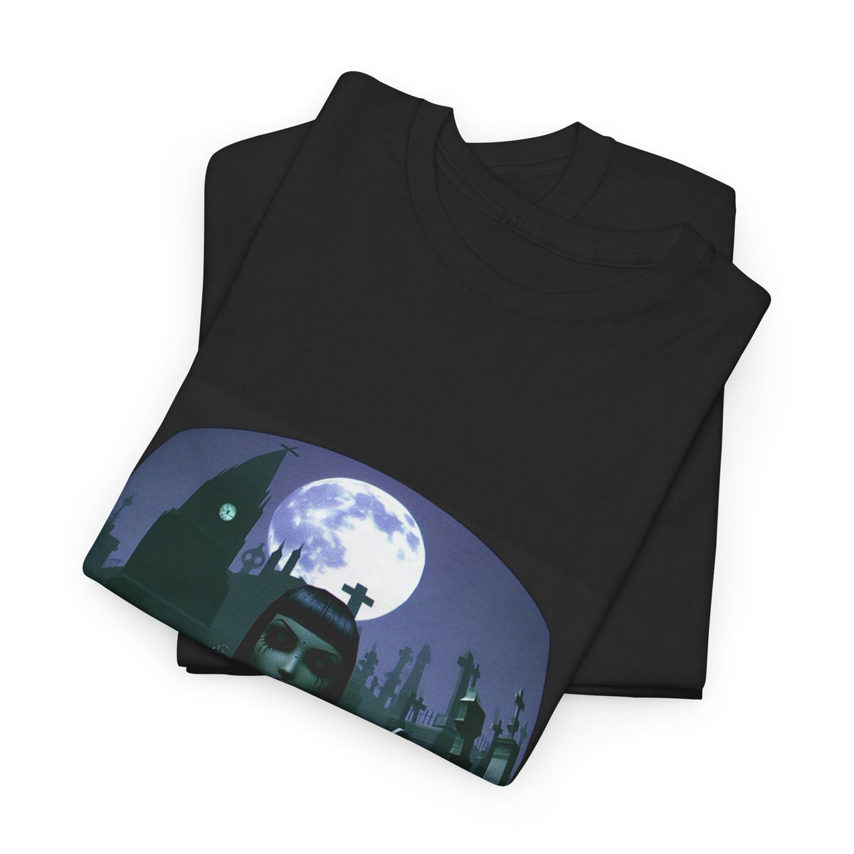Goth Sim Smoking In Cemetery Moonlight Tee