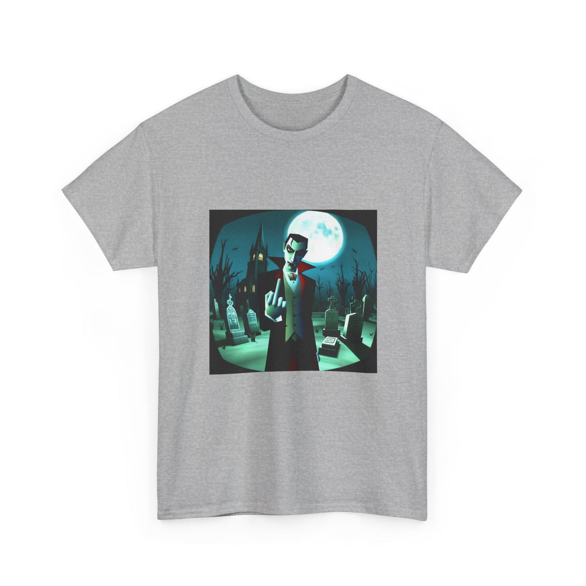 Vampire Giving The Finger In Cemetery Tee