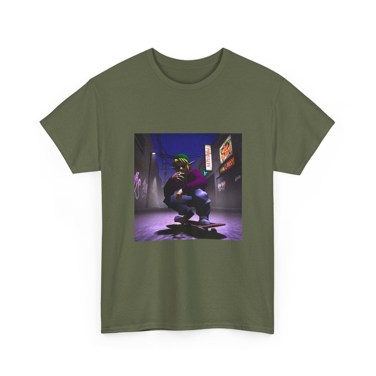 Skater Link Smoking In Neon Alley Tee (Design 8)
