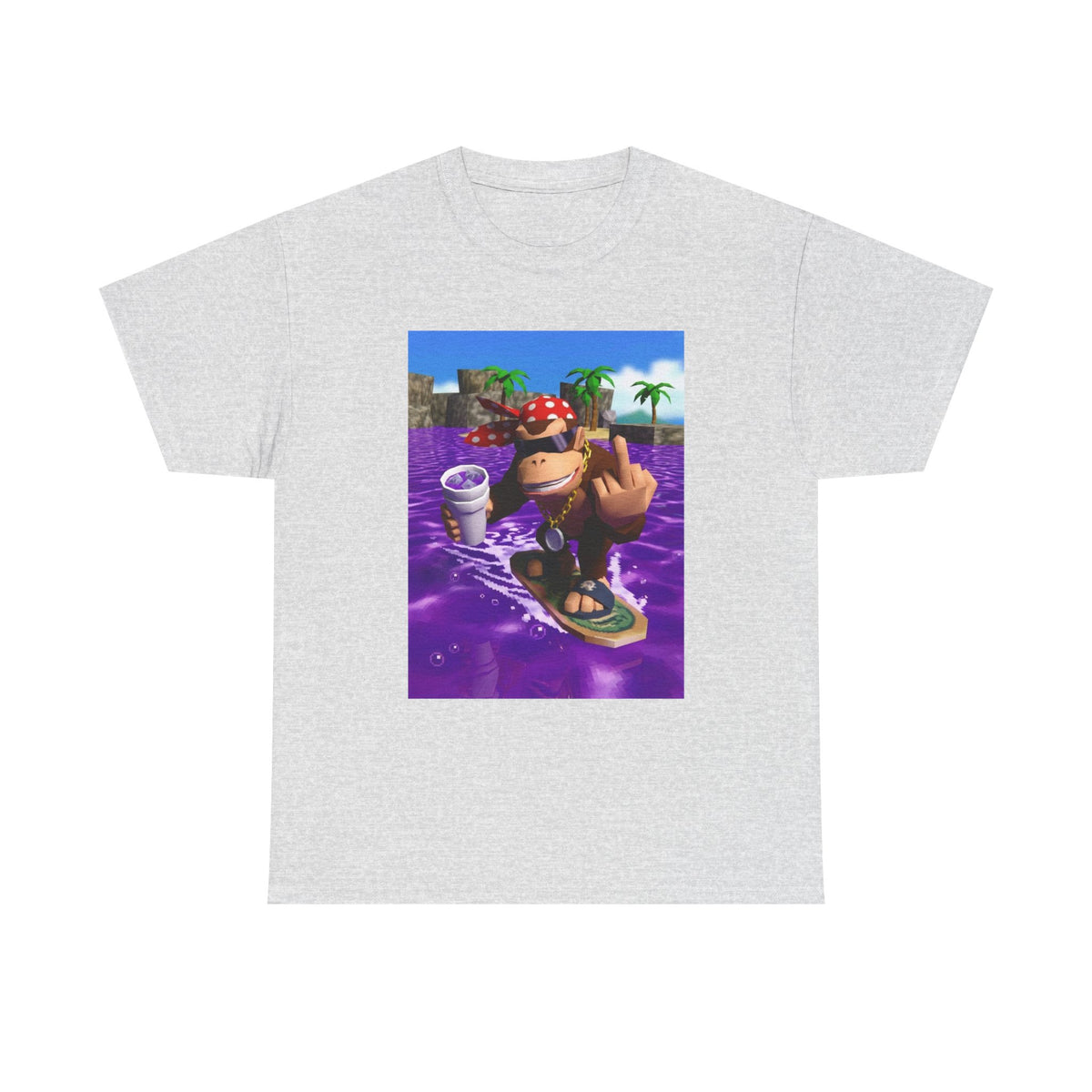 Diddy Kong Surfing Purple Lean Flipping Off Tee
