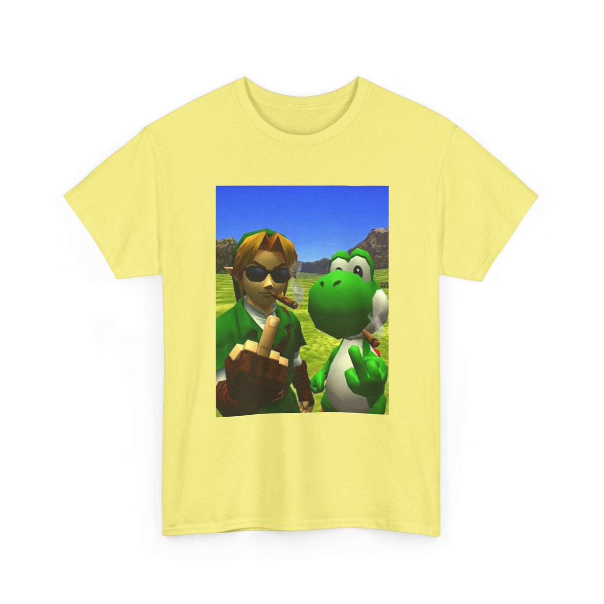 Link And Yoshi Smoking With Attitude Tee