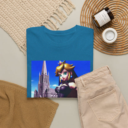 Gothic Princess Peach Posing Before Cathedral