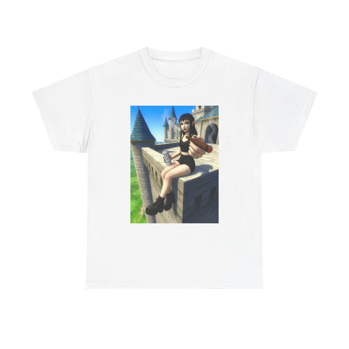 Elf Babe Chilling With Cigar And Drink Tee