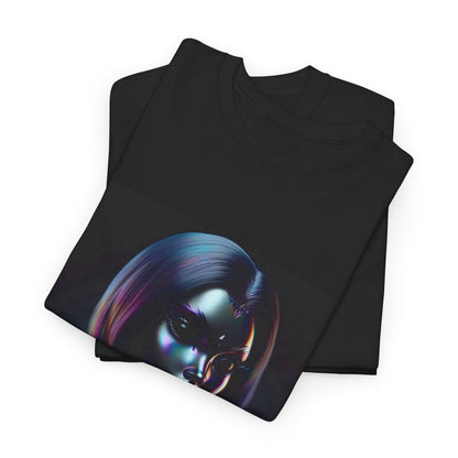 Holographic Cyberpunk Raven Stares Intensively