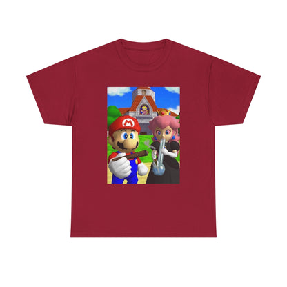 Mario and Peach Puffing Outside Castle