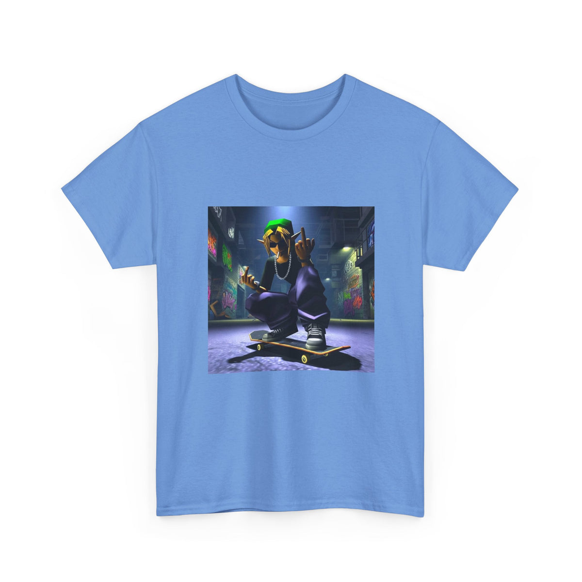 Edgy Ocarina Link Skater Flipping Off Tee