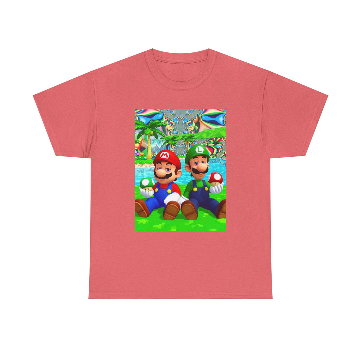 Mellow Mario And Luigi With Mushrooms Tee