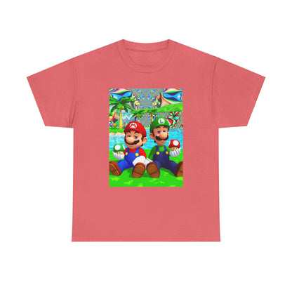 Mellow Mario And Luigi With Mushrooms Tee