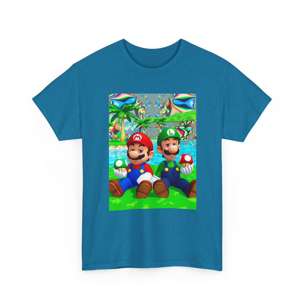 Mellow Mario And Luigi With Mushrooms Tee