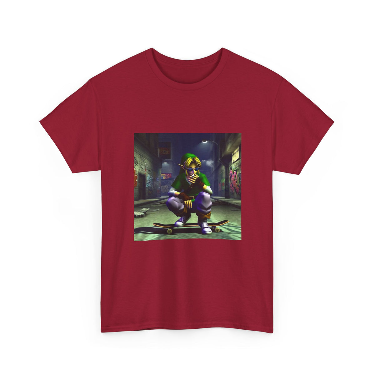 Edgy Link Smoking On Skateboard