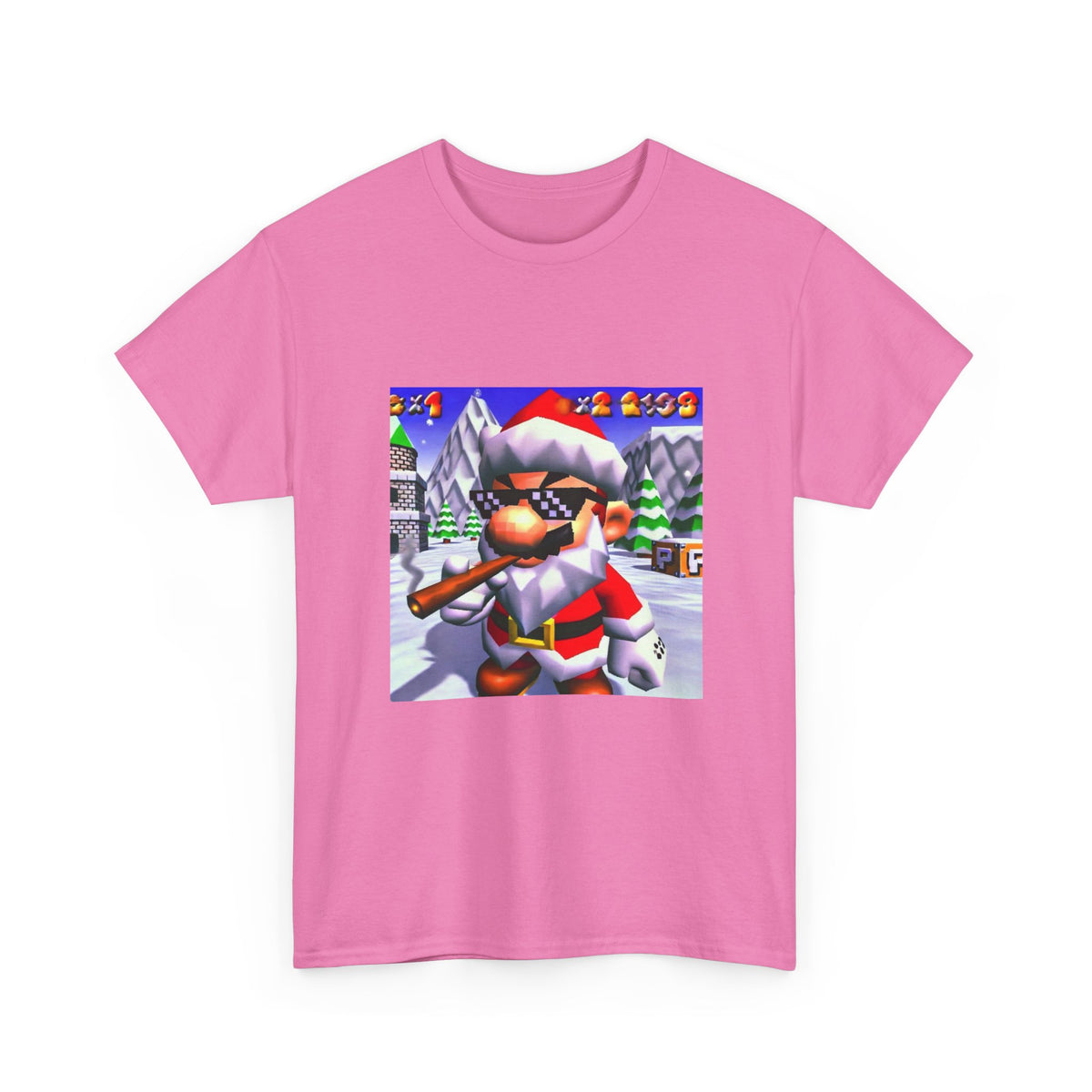 Deal With It Santa Mario Smoking Blunt Tee
