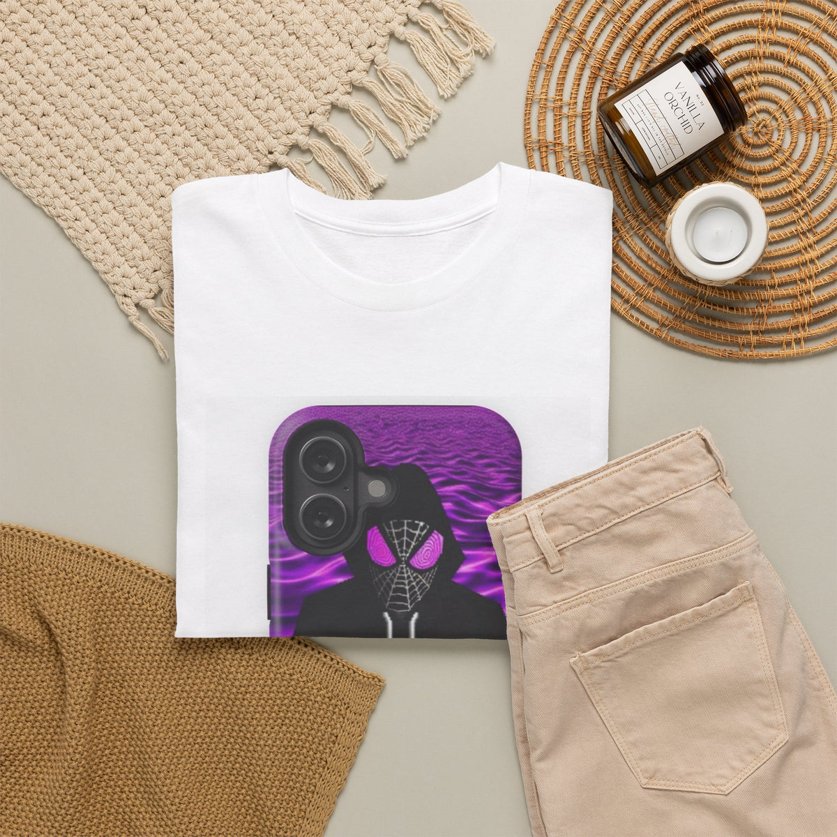 Pixelated Web-Slinger Holding Purple Drink Tee