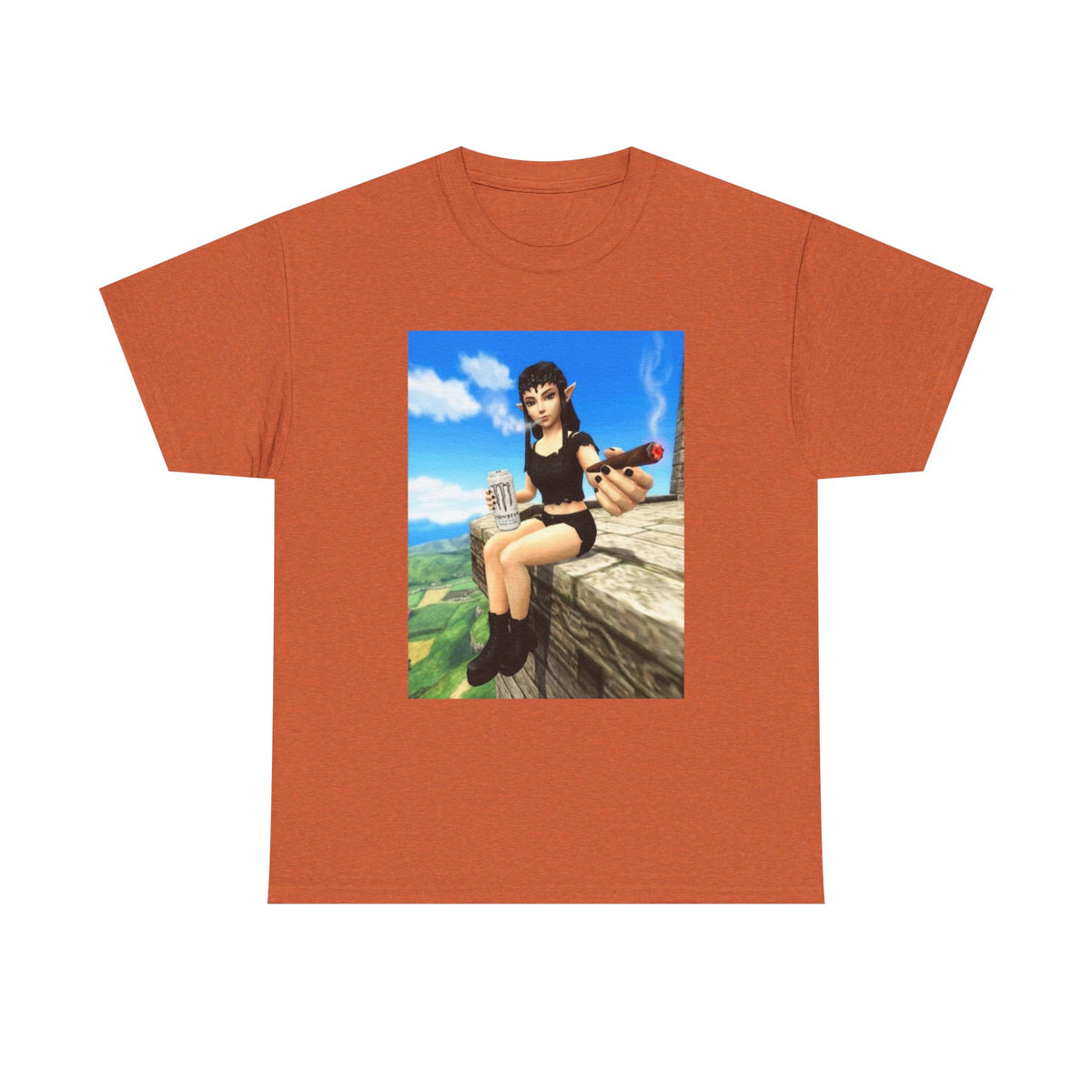 Elf Girl Smoking Cigar On Mountain Tee
