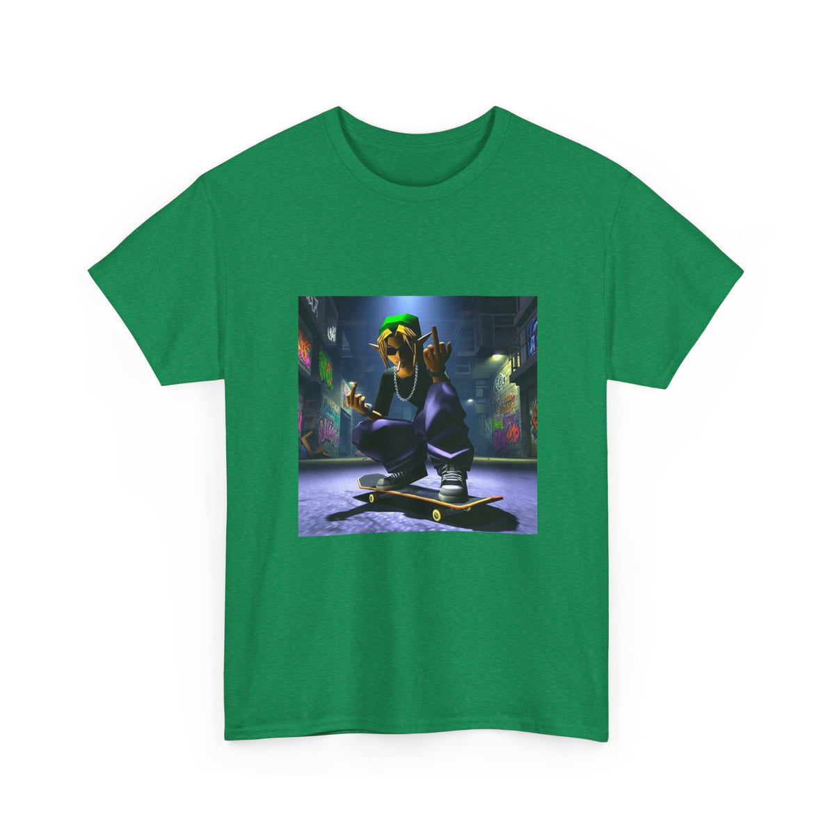 Edgy Ocarina Link Skater Flipping Off Tee