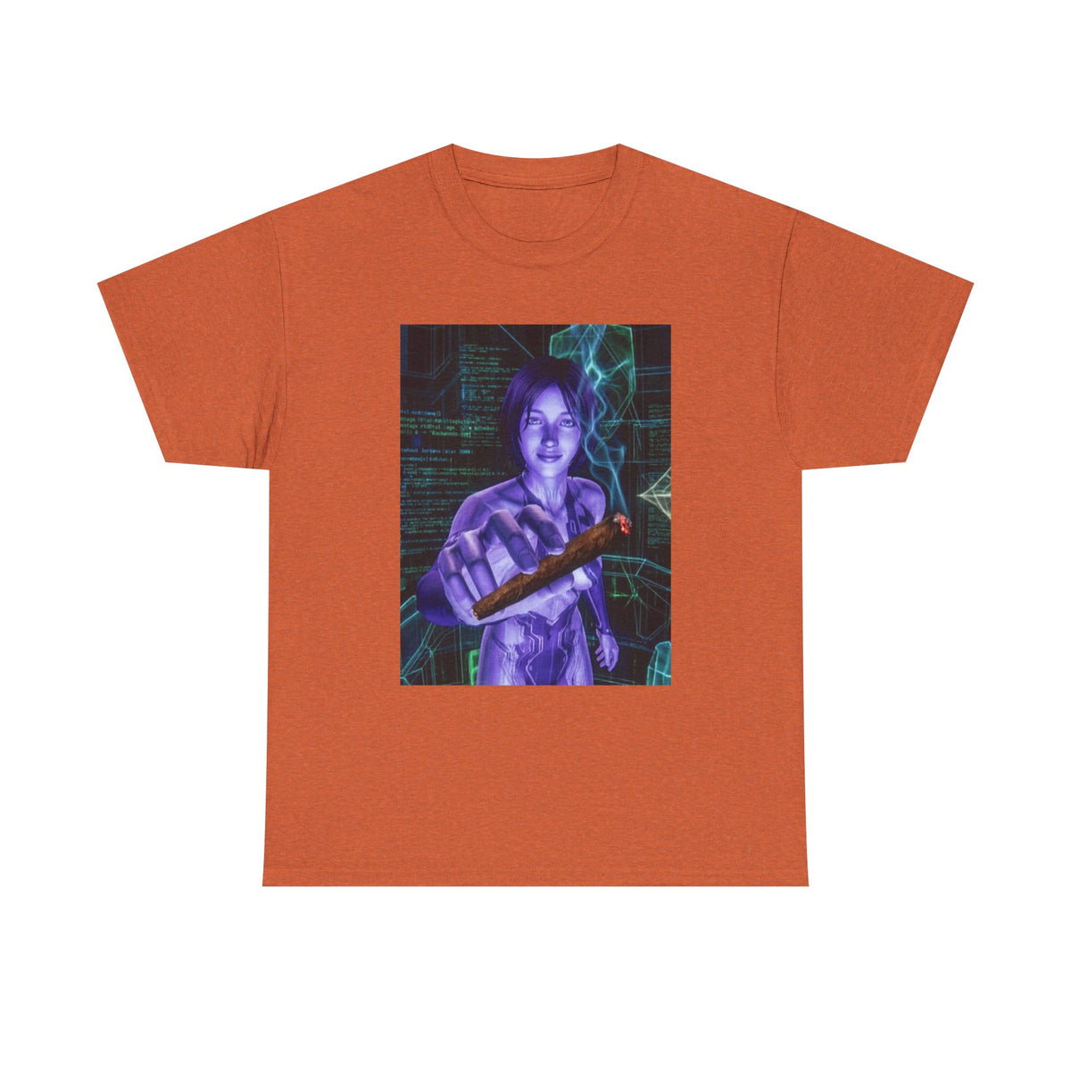 AI Cyber Girl Offering Blunt Tee