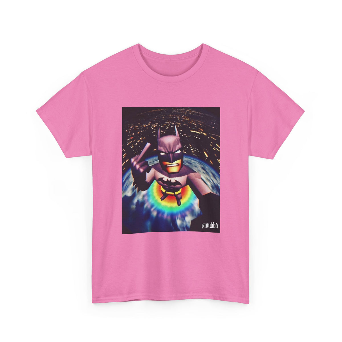 Pixel Batman Soaring Above Earth Tee