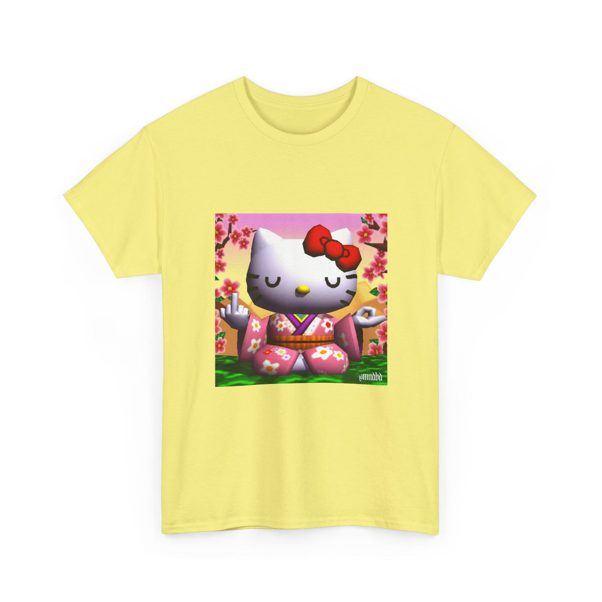Kitty Meditating and Flipping Bird Tee