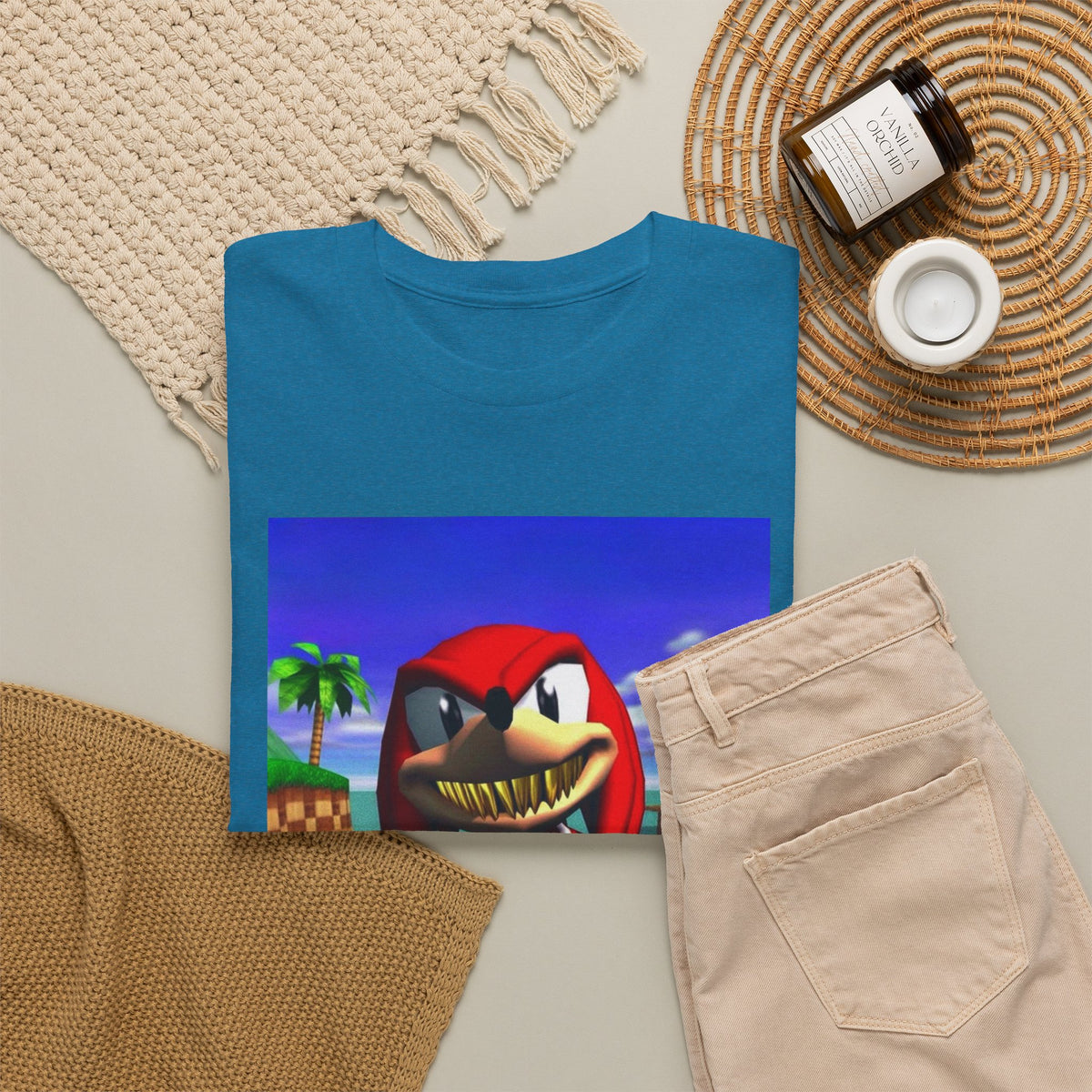 Grill Knuckles Flips Off On Beach Tee