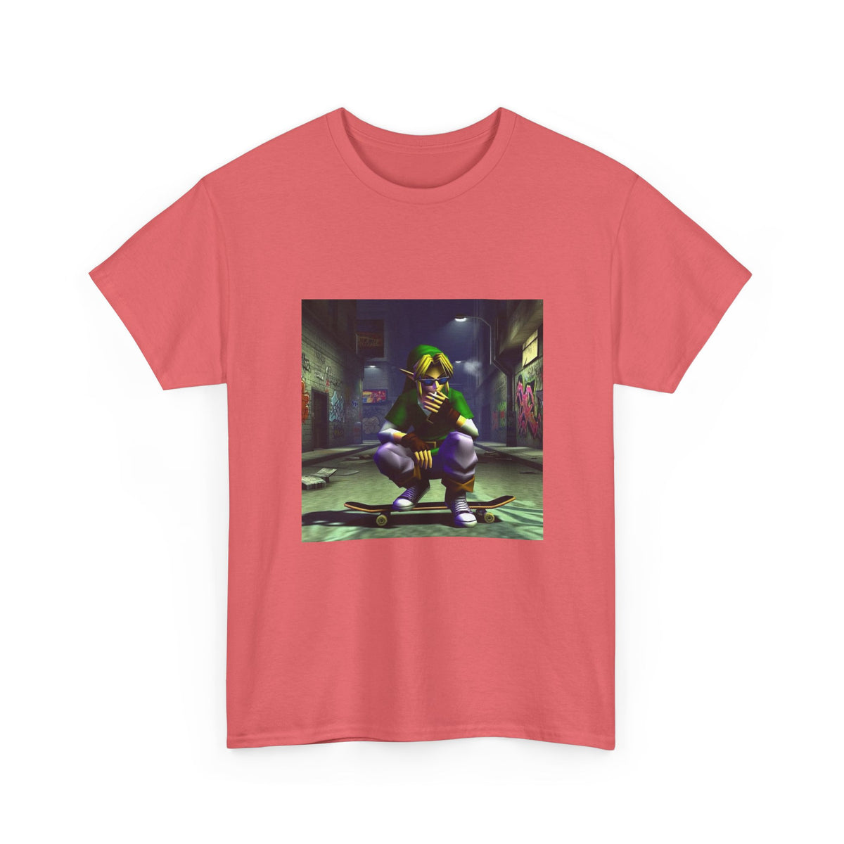 Edgy Link Smoking On Skateboard