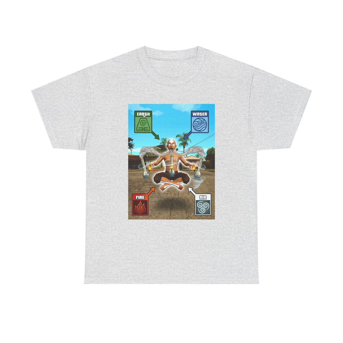 Meditating Avatar Bending All Elements Tee