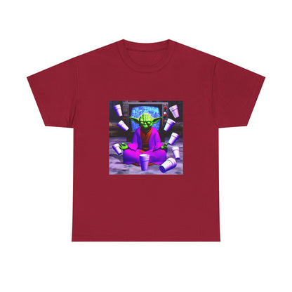 Meditating Master Yoda With Purple Cups Tee