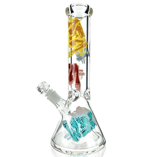 12" AFM Graffiti Throwup Beaker Bong – Clear Glass