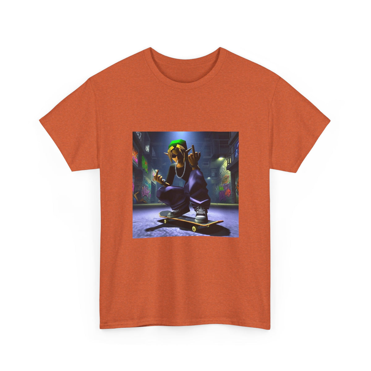 Edgy Ocarina Link Skater Flipping Off Tee