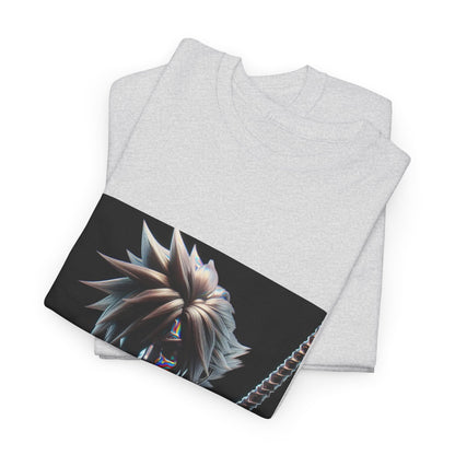 Chrome Spiky-Haired Warrior Reflecting Rainbows Tee