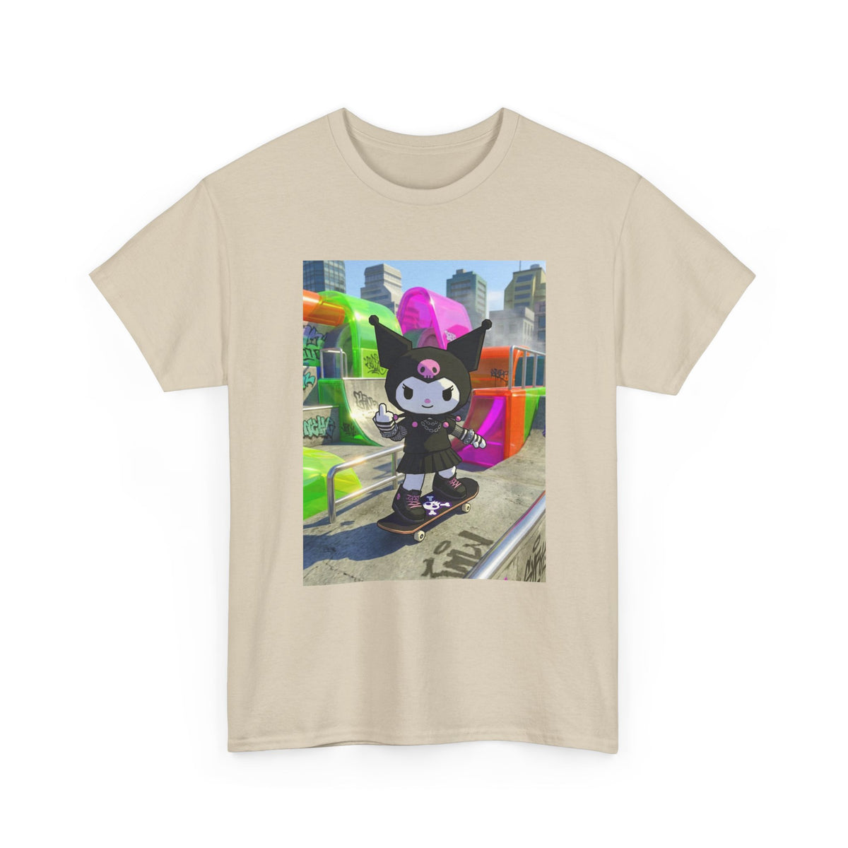 Skater Kuromi Giving The Finger Tee