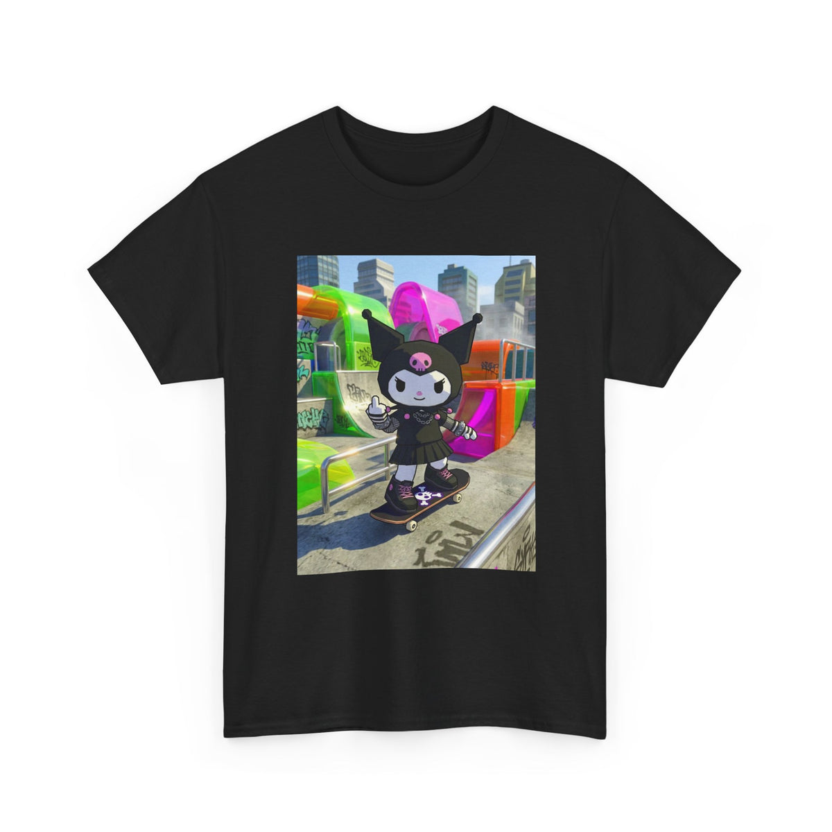 Skater Kuromi Giving The Finger Tee